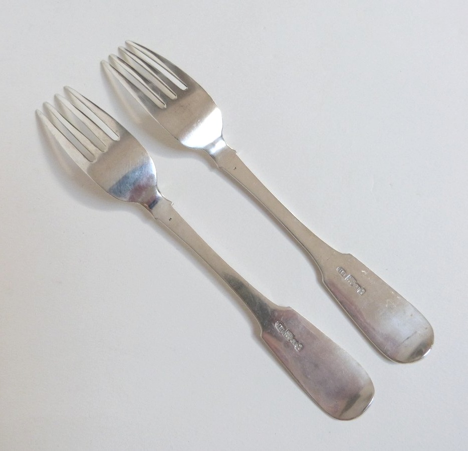 Ukraine, Odessa, 1887: A Rare Pair Of Solid Silver Forks 