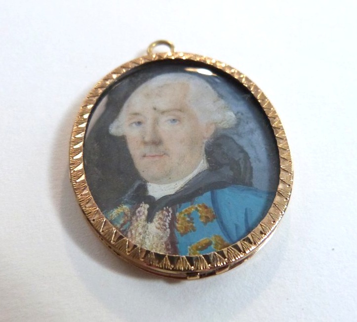 médaillon en or 18 carats et portrait en miniature d'époque Louis XVI -photo-4