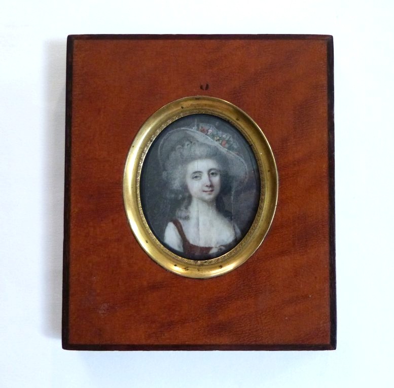 portrait en miniature d'époque Louis XVI fin du XVIIIeme -photo-2