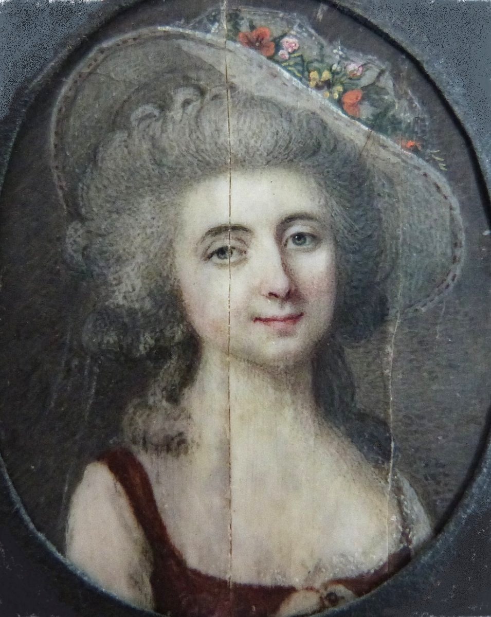 portrait en miniature d'époque Louis XVI fin du XVIIIeme 