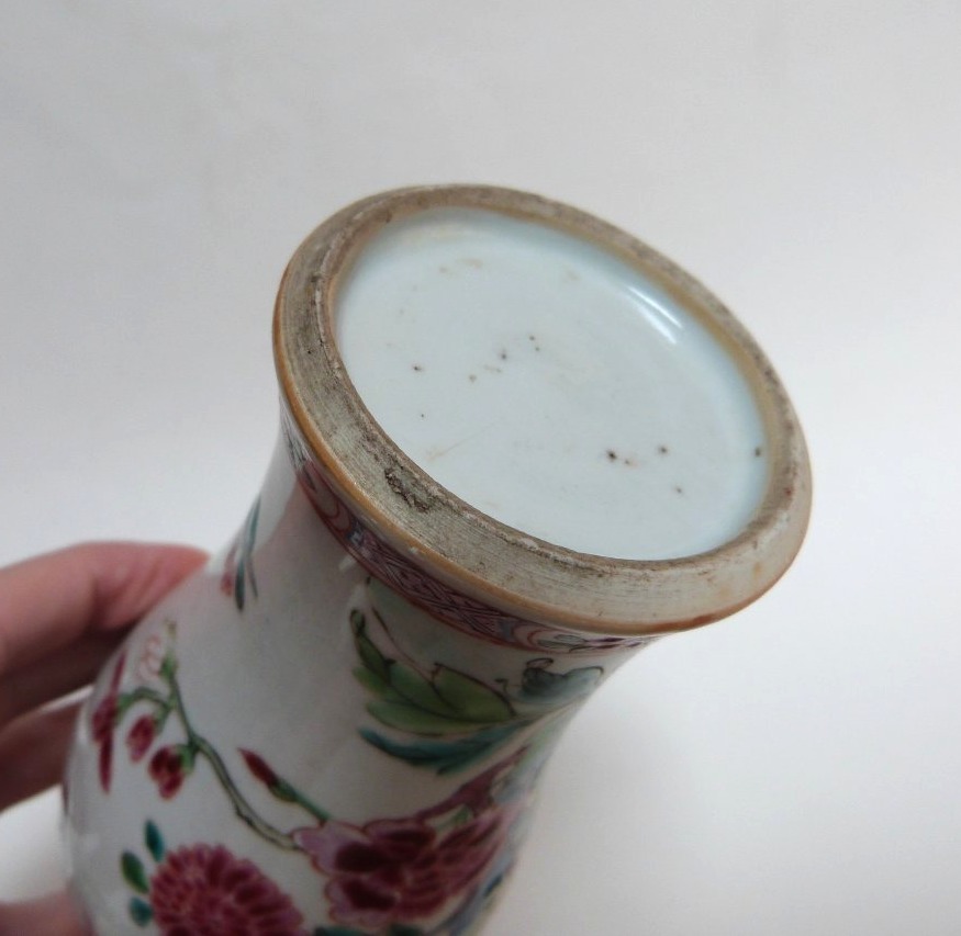 vase en porcelaine de Chine XVIIIeme siècle décor de la famille rose-photo-6