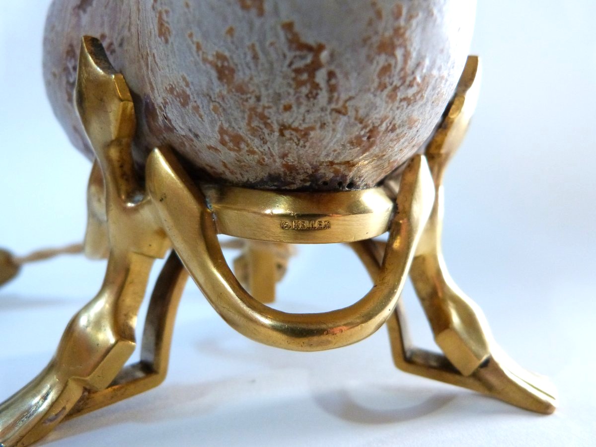 Atelier de Glatigny et G Keller vase pied de lampe art nouveau -photo-3