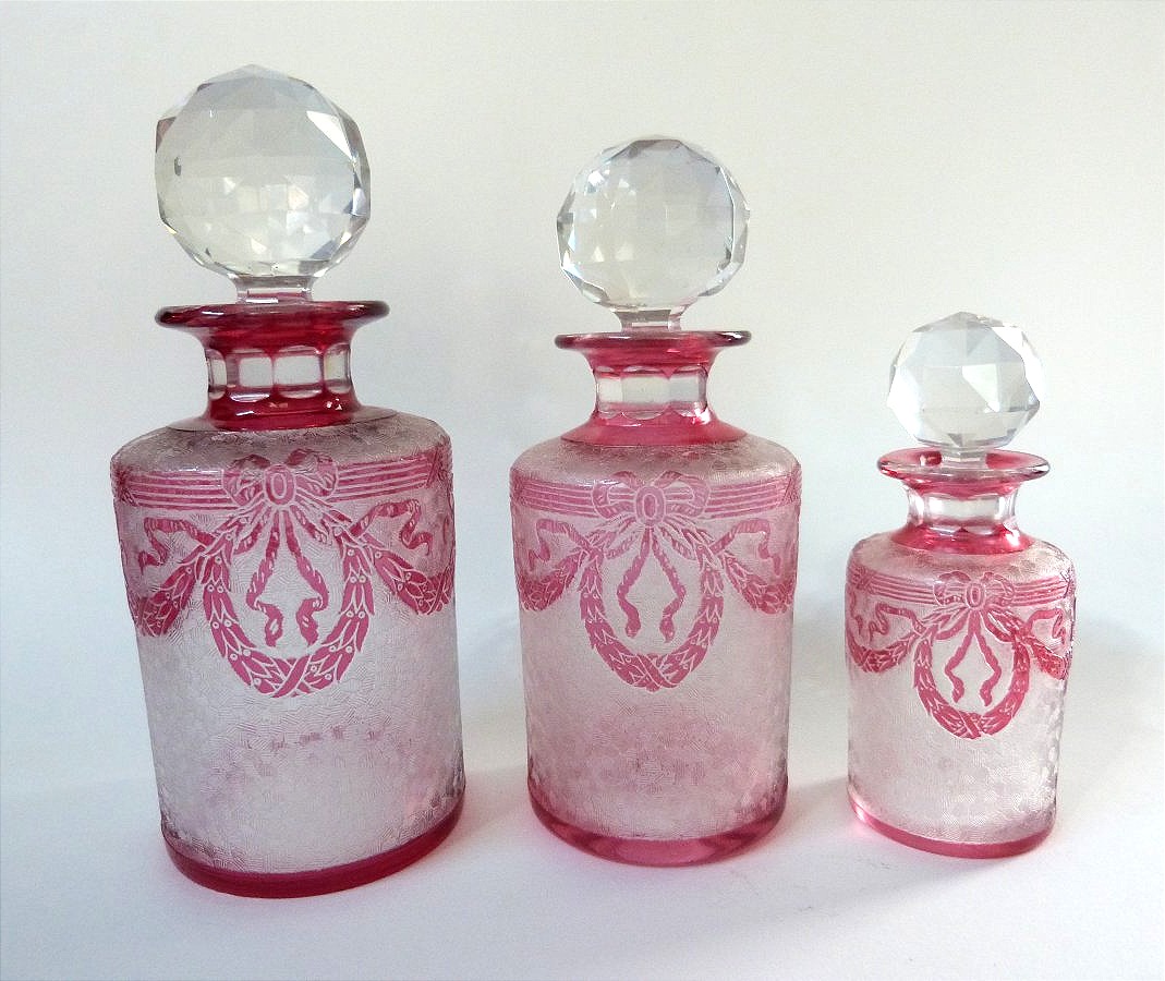 Saint Louis garniture de toilette flacons et baguier en cristal doublé -photo-2