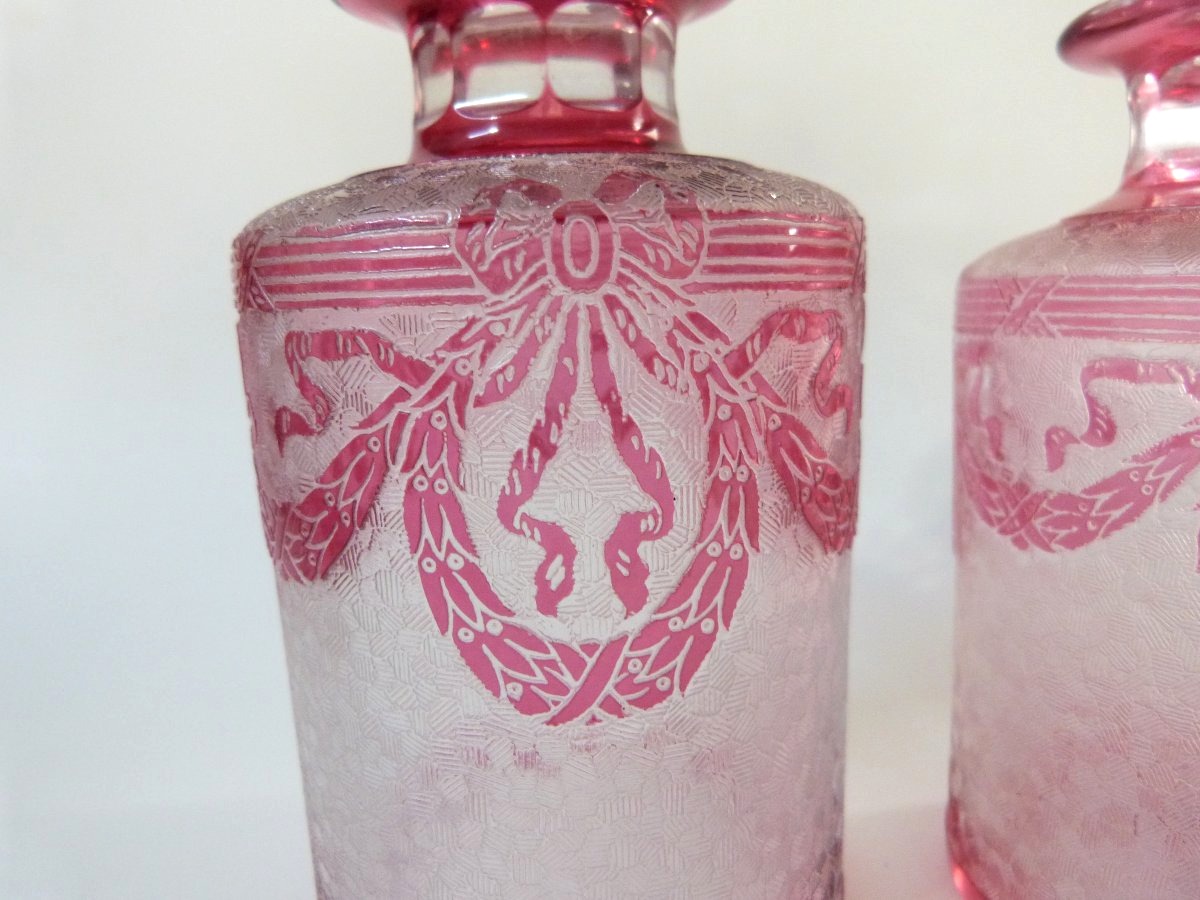 Saint Louis garniture de toilette flacons et baguier en cristal doublé -photo-3