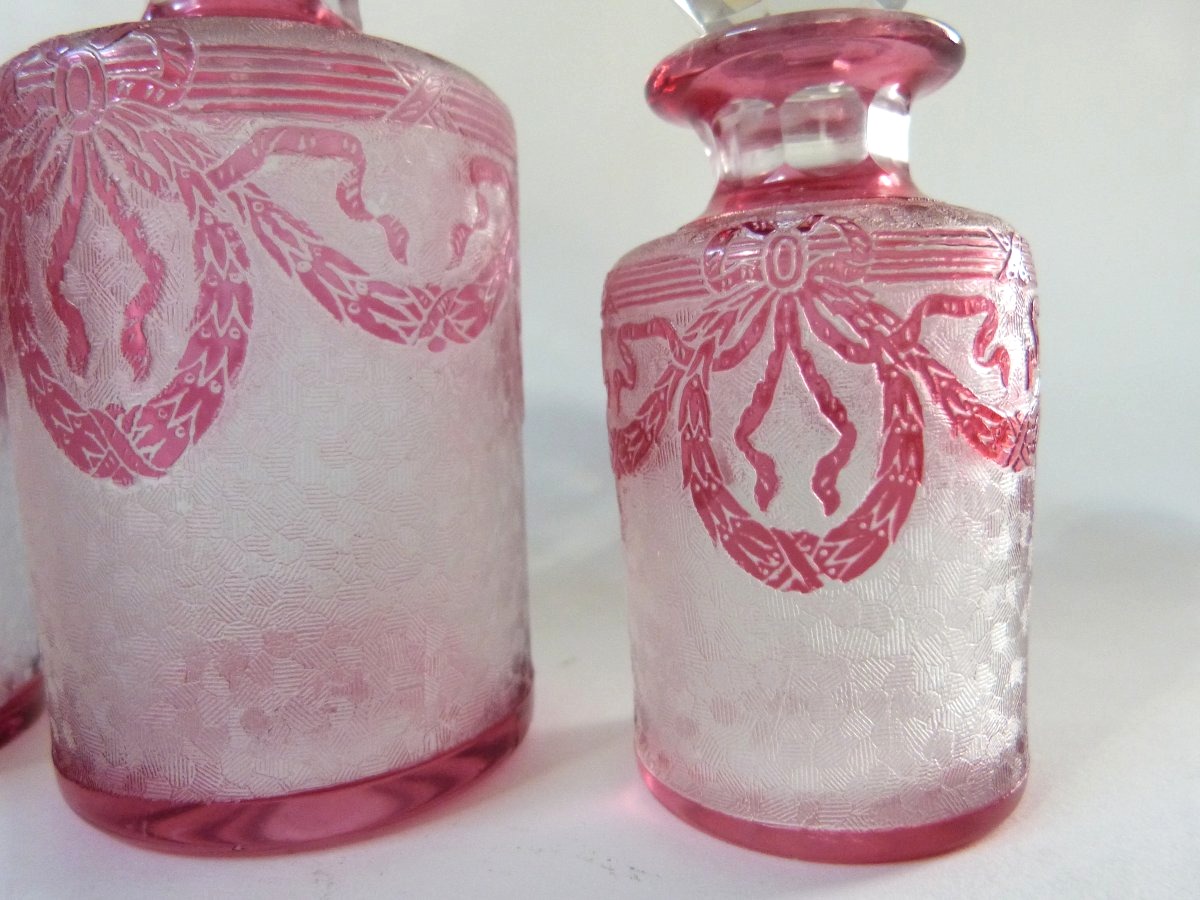 Saint Louis garniture de toilette flacons et baguier en cristal doublé -photo-4