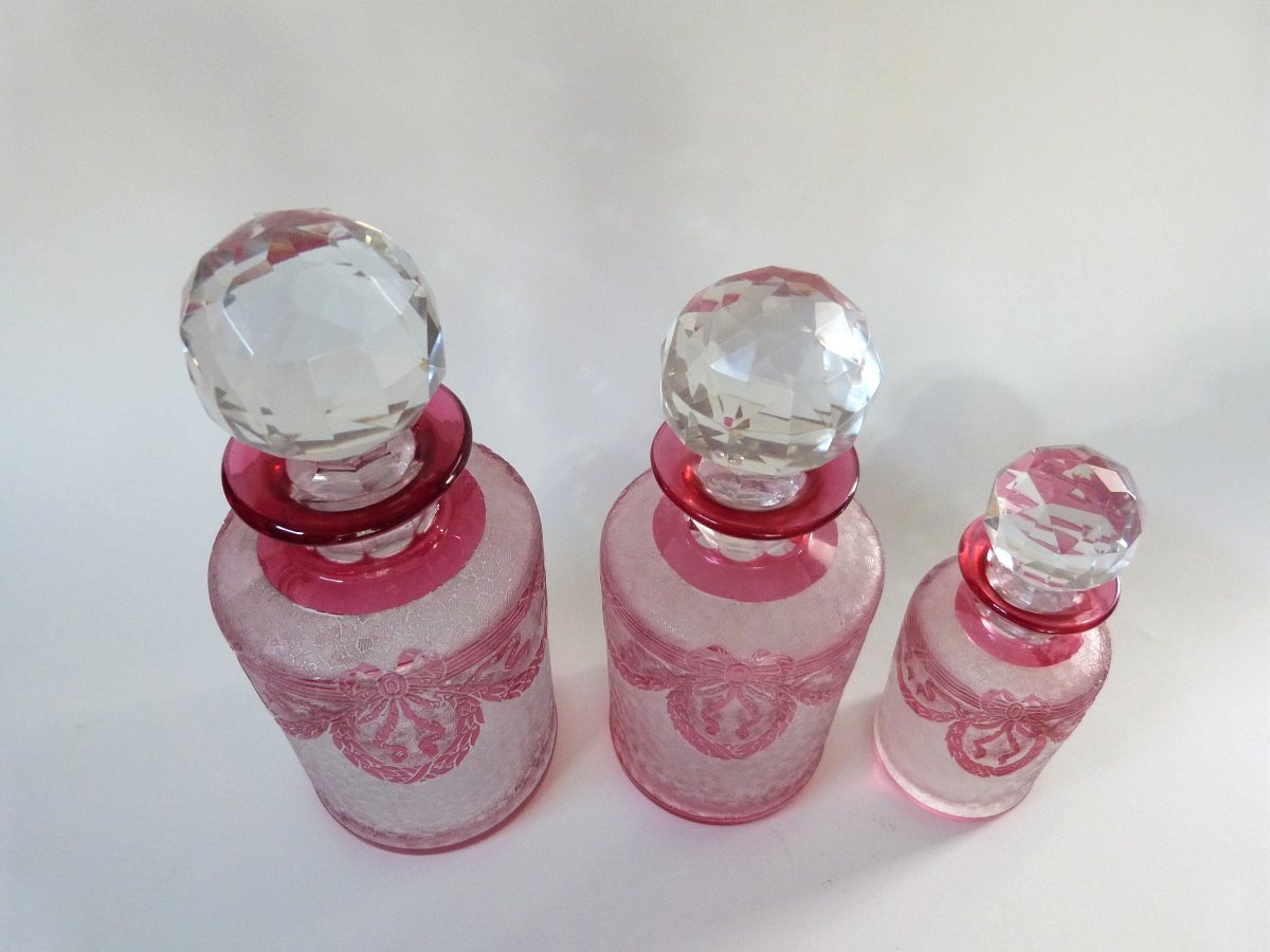 Saint Louis garniture de toilette flacons et baguier en cristal doublé -photo-1