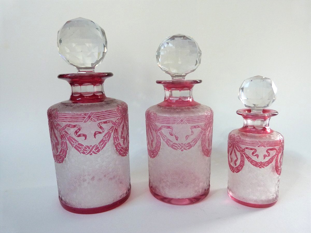 Saint Louis garniture de toilette flacons et baguier en cristal doublé -photo-2