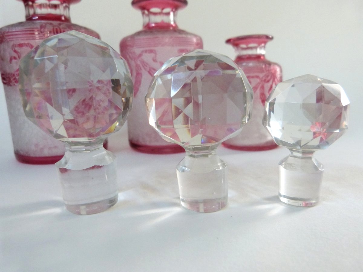 Saint Louis garniture de toilette flacons et baguier en cristal doublé -photo-3