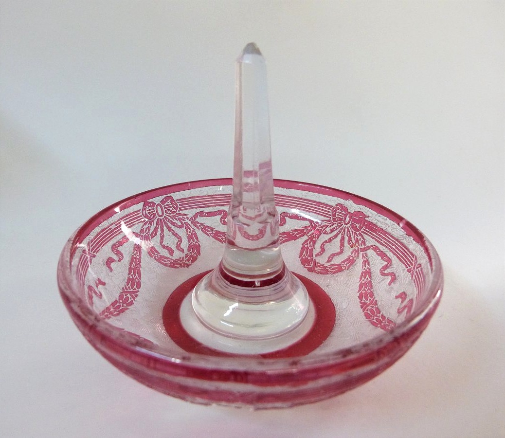 Saint Louis garniture de toilette flacons et baguier en cristal doublé -photo-4