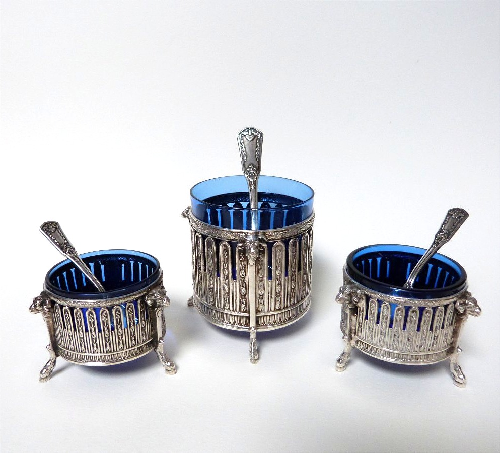 Louis XVI-style Silver-plated Metal Salt And Mustard Shakers 