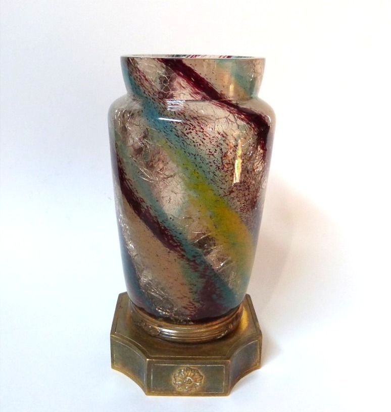 François Eugène Rousseau vase en cristal craquelé -photo-2