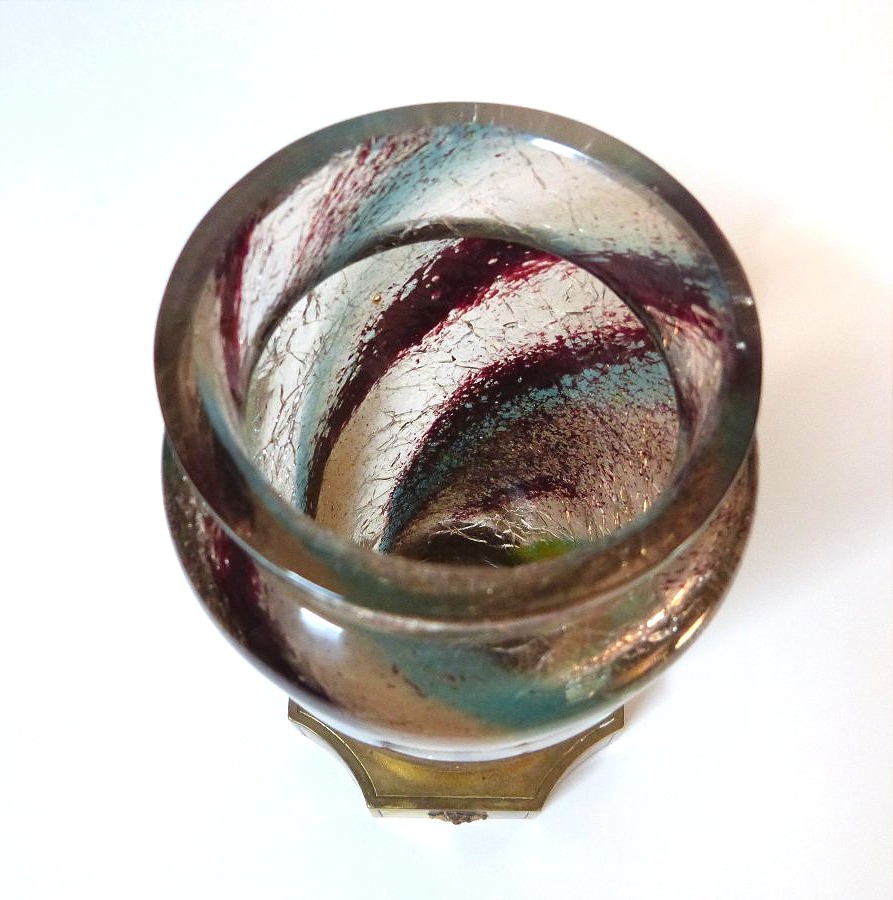 François Eugène Rousseau vase en cristal craquelé -photo-3