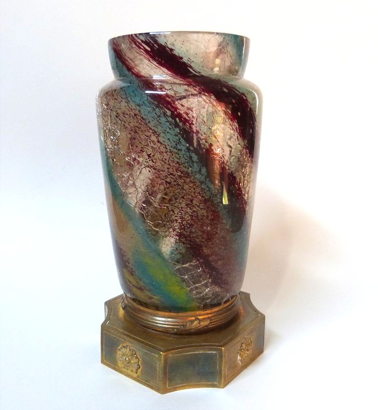 François Eugène Rousseau vase en cristal craquelé 