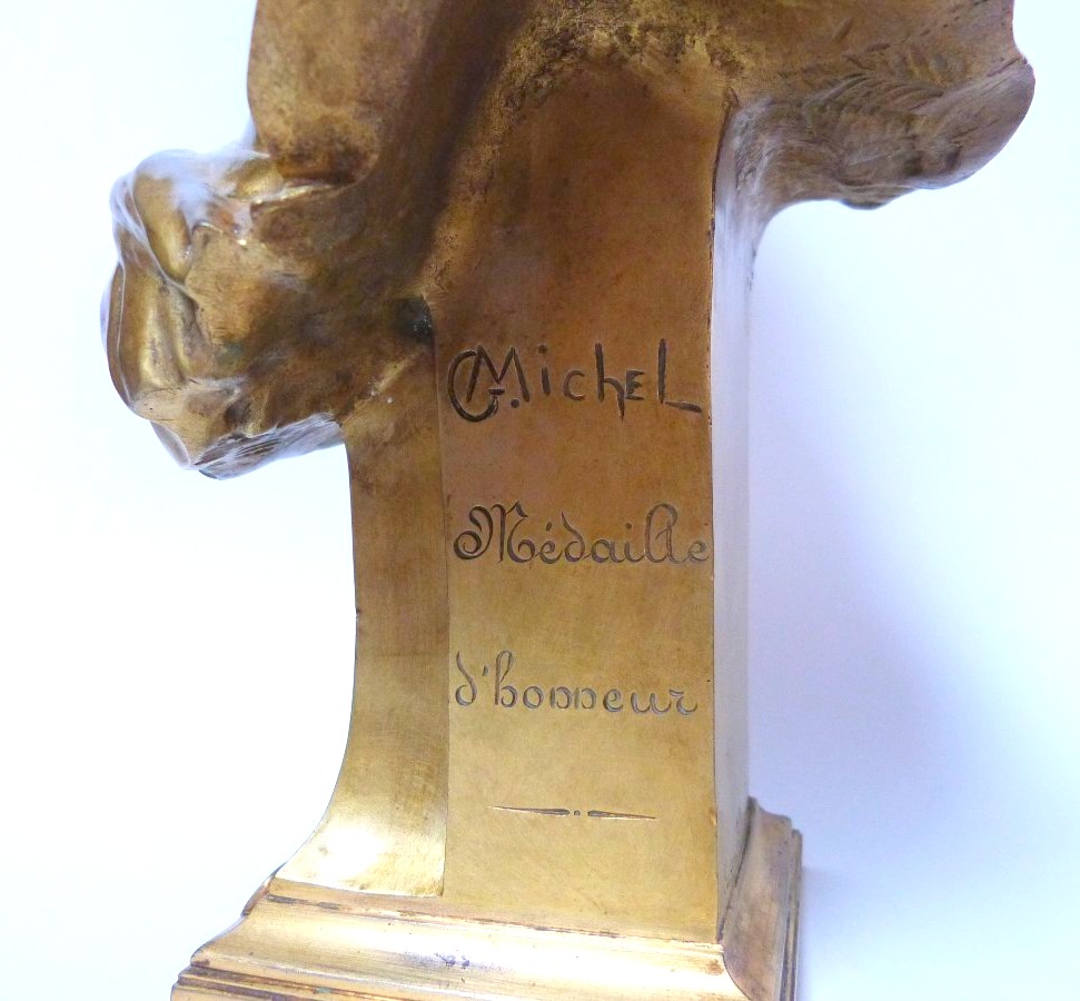 Gustave Michel Buste de la pensée bronze doré fonte Susse frères -photo-6