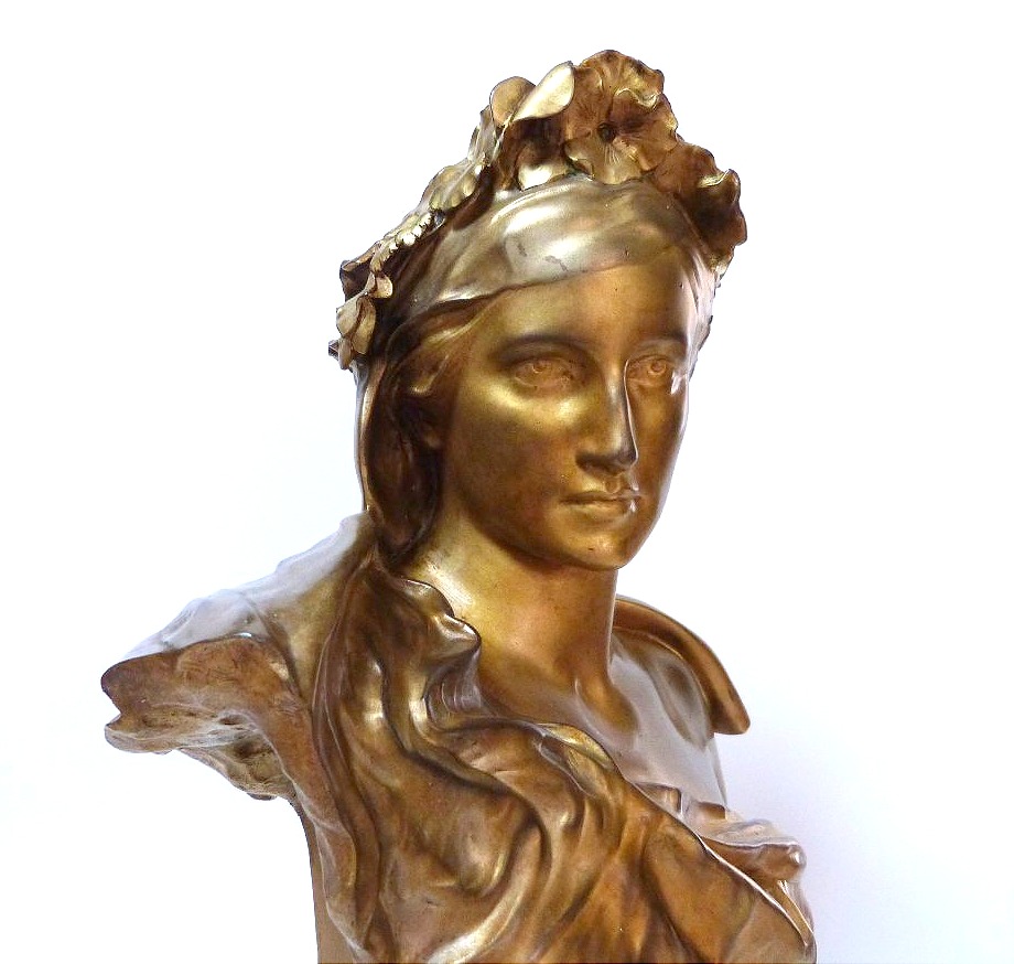 Gustave Michel Buste de la pensée bronze doré fonte Susse frères 