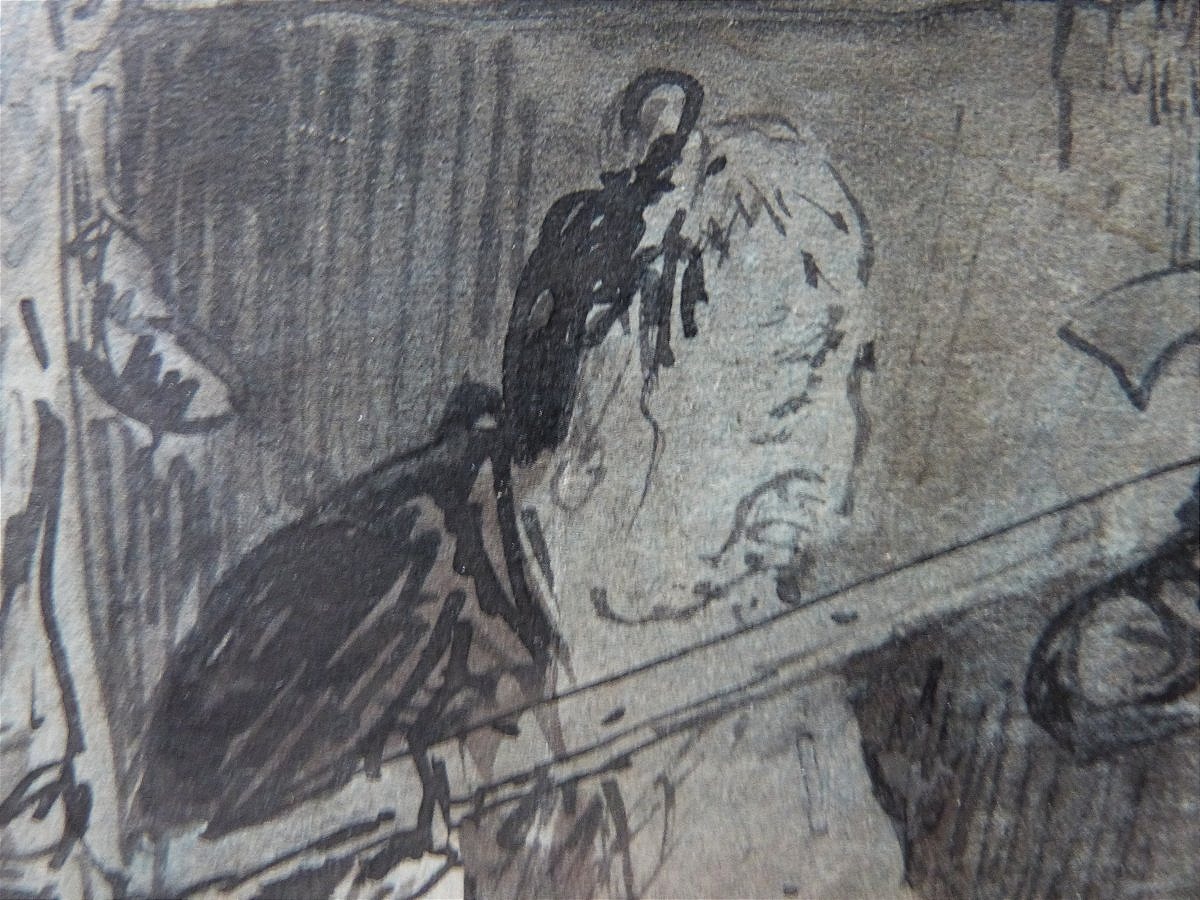 Louise Ibels dessin à l'encre et lavis signé et daté -photo-4