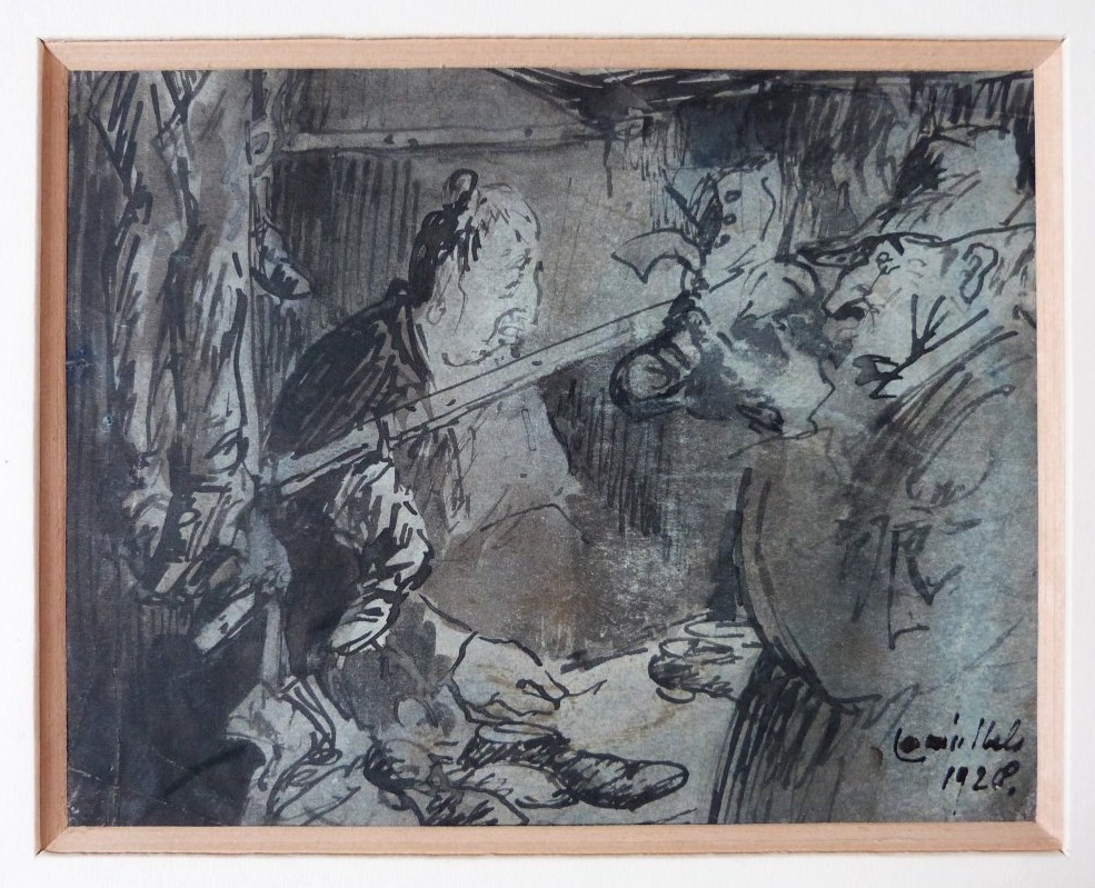 Louise Ibels dessin à l'encre et lavis signé et daté 