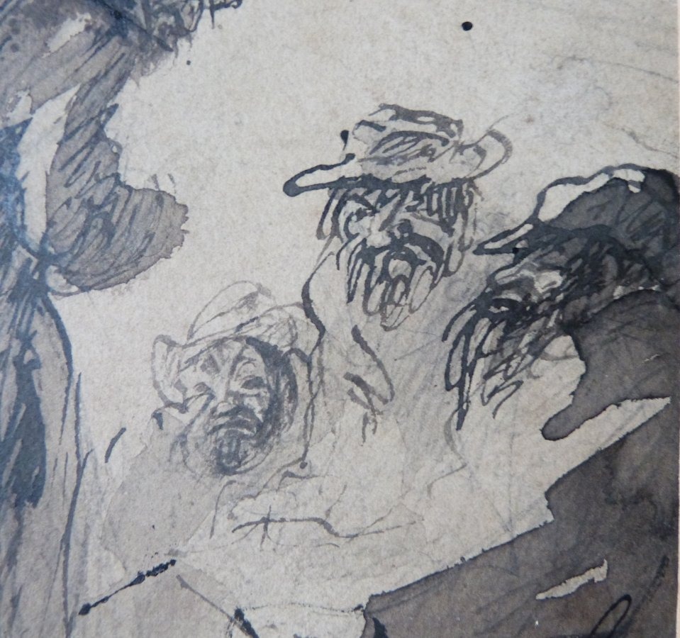 Louise Ibels dessin plume et lavis clochards -photo-3