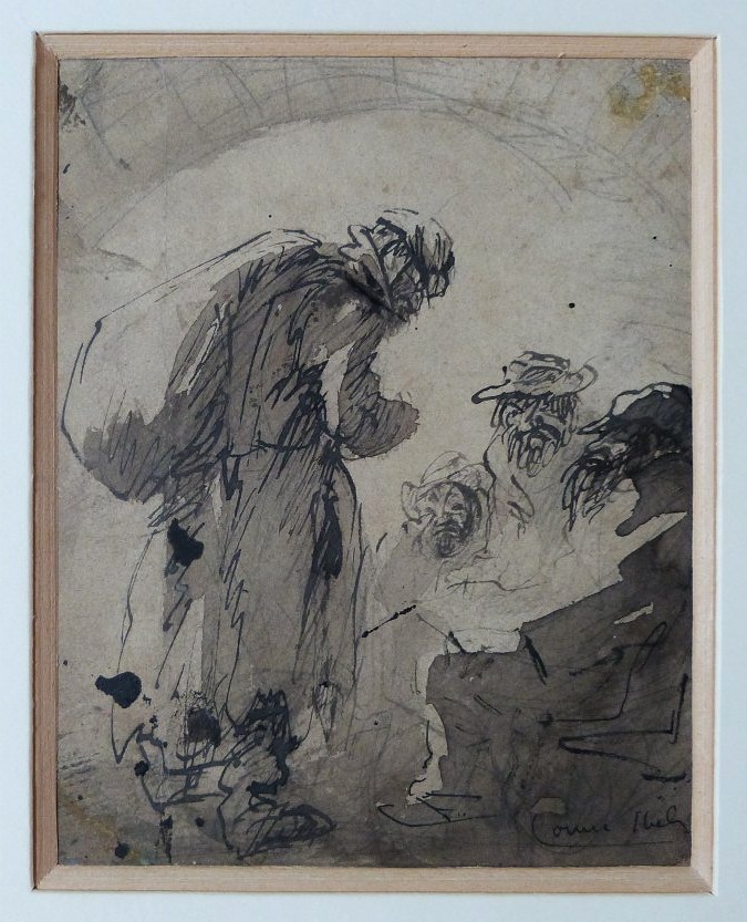 Louise Ibels dessin plume et lavis clochards 