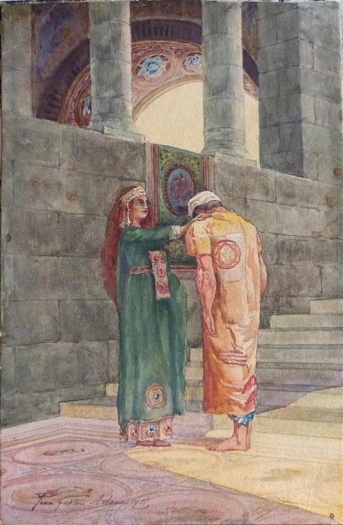 Jean Gaston Adoue aquarelle orientaliste datée 1915 Bordeaux