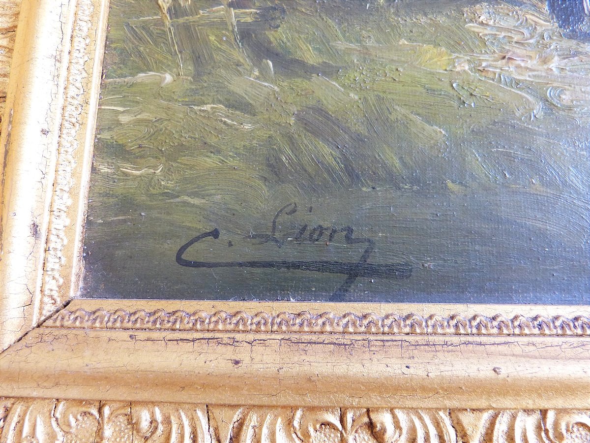 C. Lion, 19th-century Oil On Canvas Landscape -photo-2