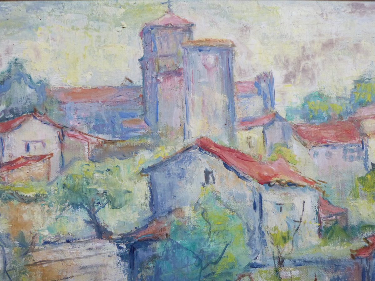 Lucienne Sachs Pavard, Oil On Canvas, View Of Nanclars In Charente -photo-3