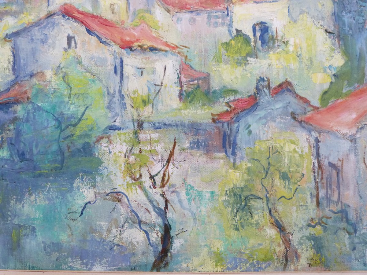 Lucienne Sachs Pavard, Oil On Canvas, View Of Nanclars In Charente -photo-4