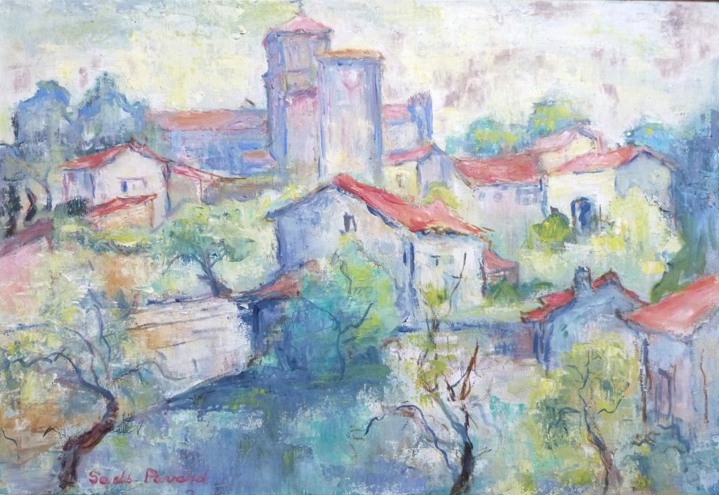 Lucienne Sachs Pavard, Oil On Canvas, View Of Nanclars In Charente 