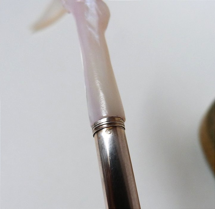 Art Nouveau Paper Cutter And Pen Holder In Mother-of-pearl And Solid Silver -photo-6