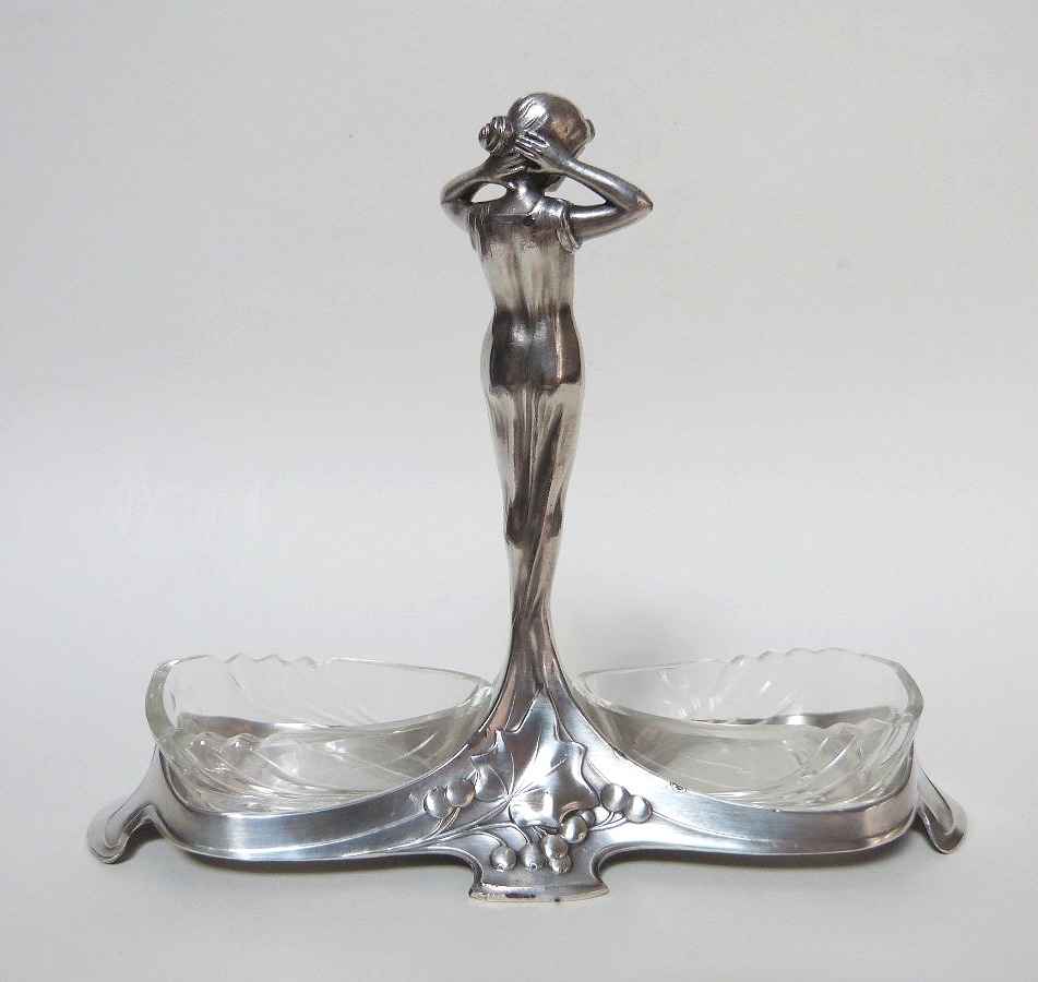 WMF saleron art nouveau en métal argenté -photo-3