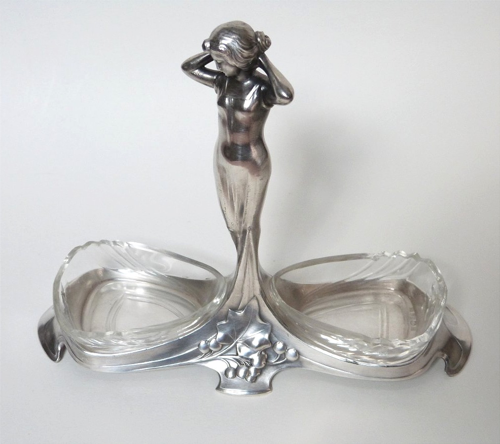 WMF saleron art nouveau en métal argenté -photo-2