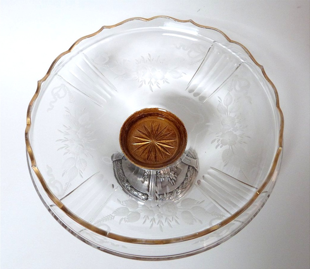 Solid Silver And Engraved Crystal Display Bowl In The Louis XVI Style-photo-1