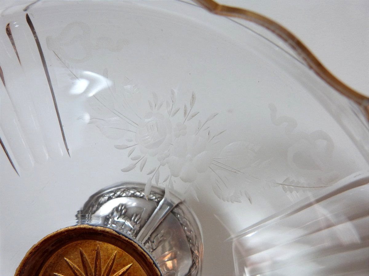 Solid Silver And Engraved Crystal Display Bowl In The Louis XVI Style-photo-3