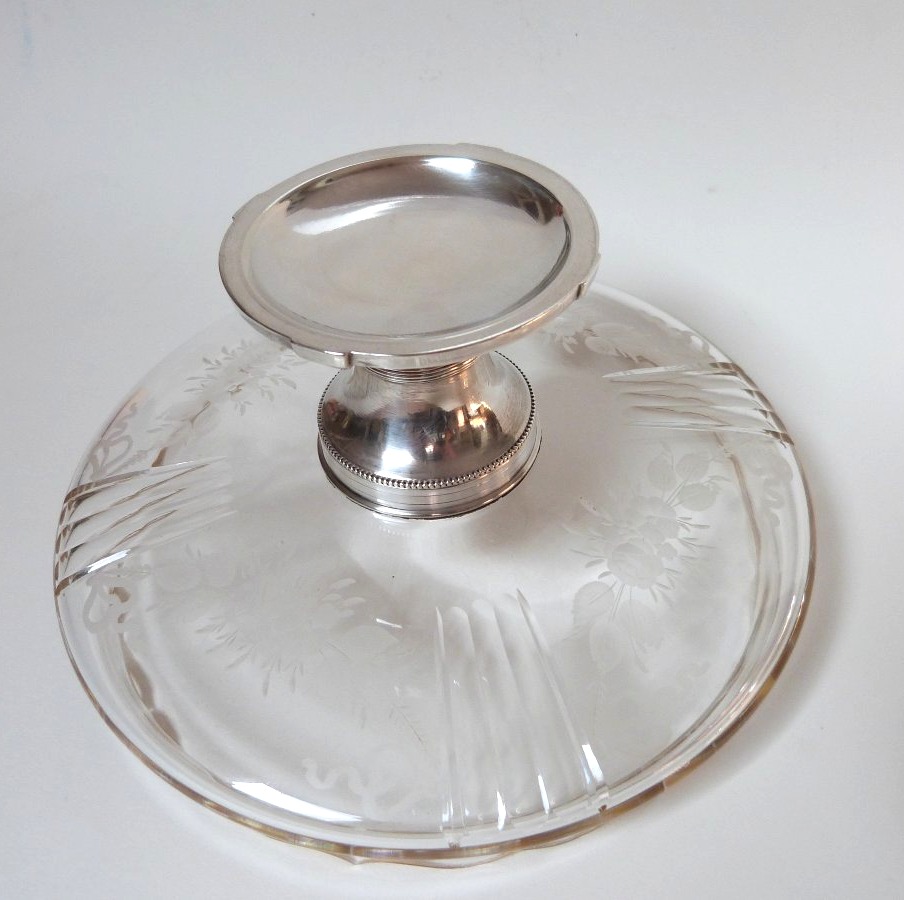 Solid Silver And Engraved Crystal Display Bowl In The Louis XVI Style-photo-7