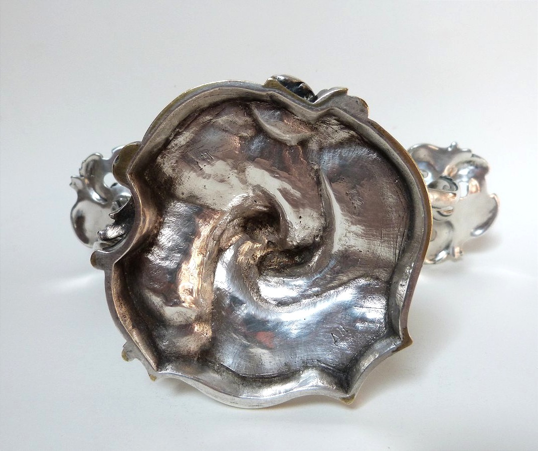 Small Silver-plated Bronze Candelabrum In The 19th-century Louis XV Rocaille Style -photo-5