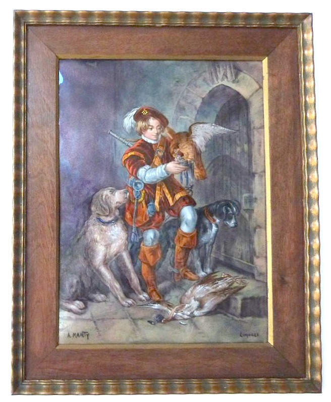 Alexandre Marty émail de Limoges le jeune fauconnier d'après Tayler-photo-2