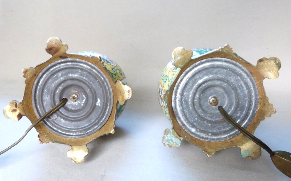 Canton, 19th-century Pair Of Vases Converted Into Lamps -photo-8