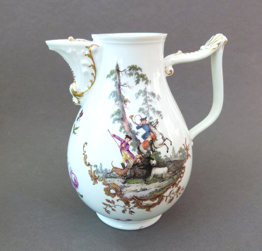 18th-century Meissen Pitcher With Hunting Motifs 