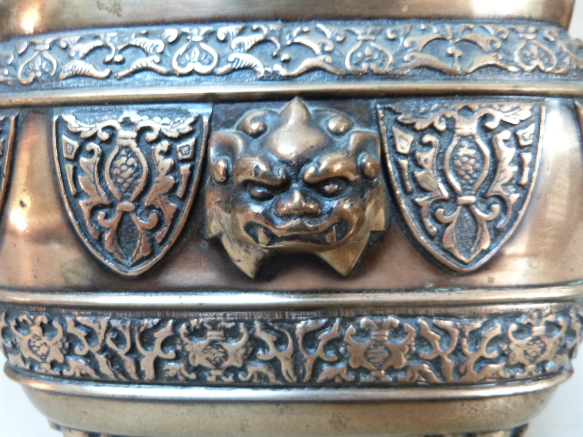 Pair Of Bronze Planters From Japan's Meiji Period, Marked "chinoise" -photo-4