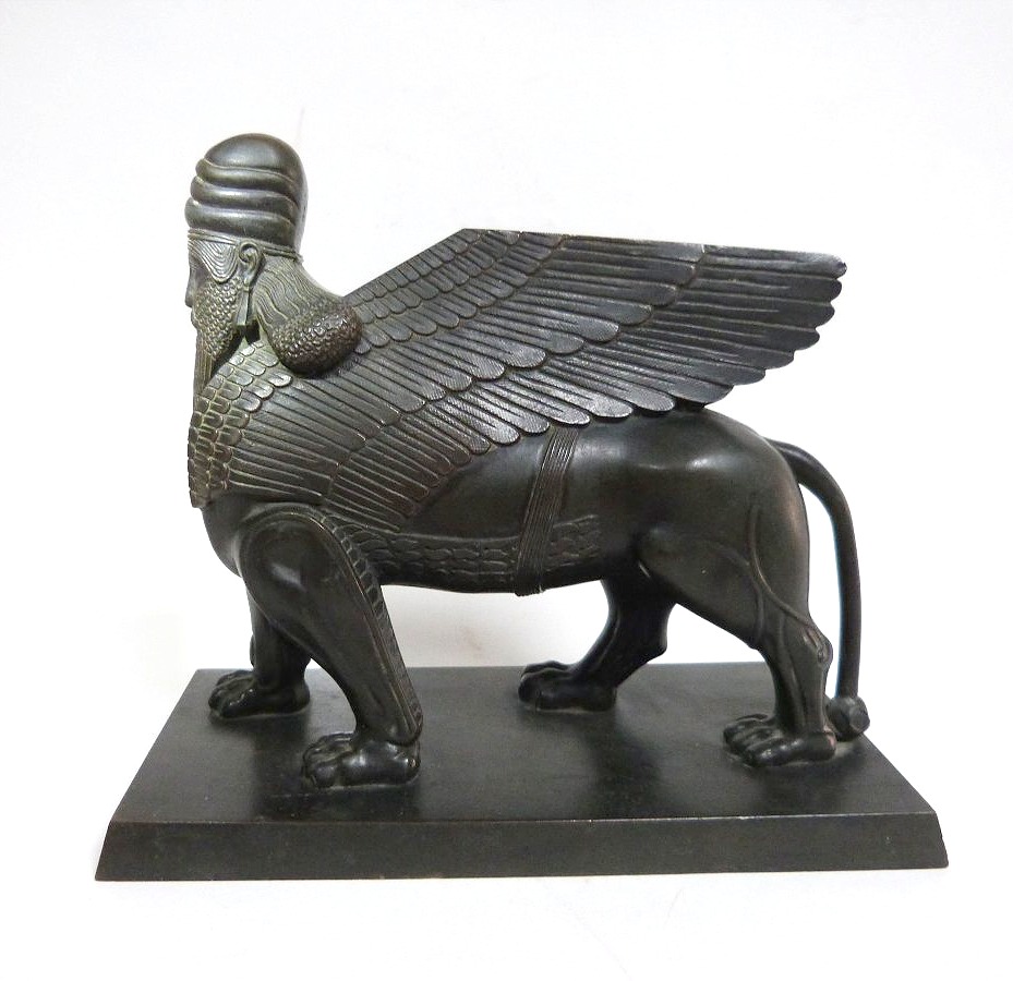 Lion gardien Assyrien sculpture en bronze d'après l'antique -photo-2