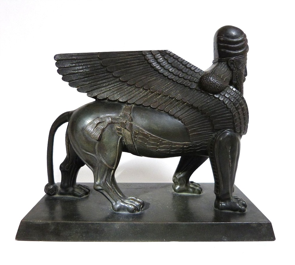 Lion gardien Assyrien sculpture en bronze d'après l'antique -photo-4
