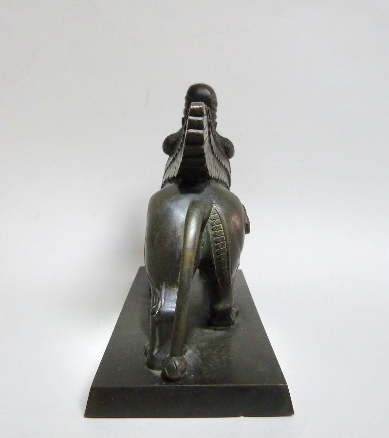 Lion gardien Assyrien sculpture en bronze d'après l'antique -photo-1