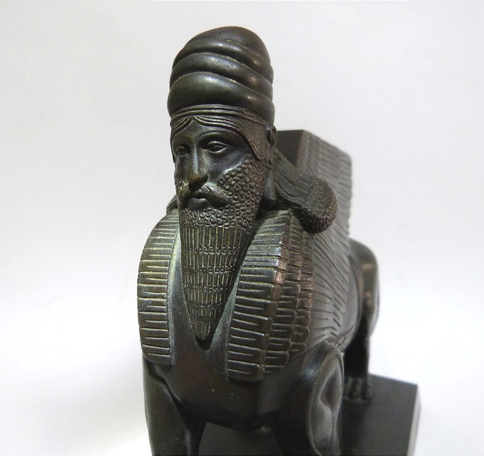 Lion gardien Assyrien sculpture en bronze d'après l'antique -photo-2