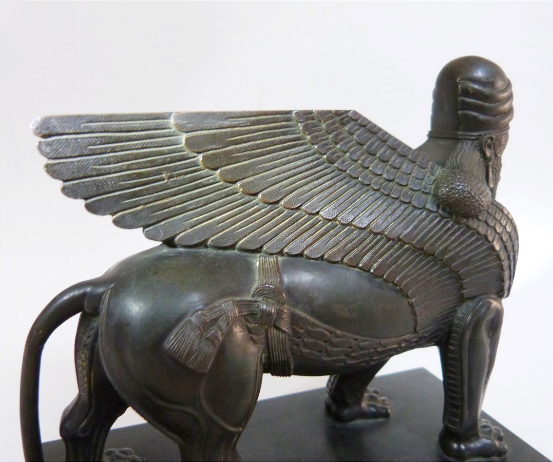 Lion gardien Assyrien sculpture en bronze d'après l'antique -photo-4