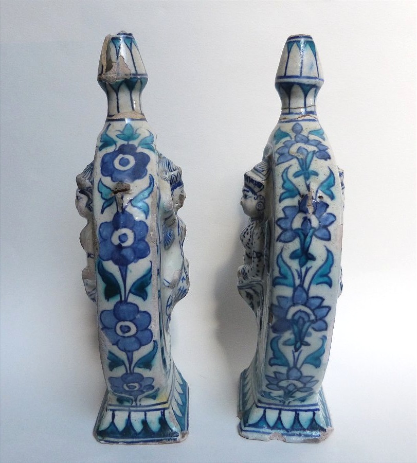 Pair Of Gourd-shaped Ceramic Vases From Jaipur, India, 19th Century -photo-4
