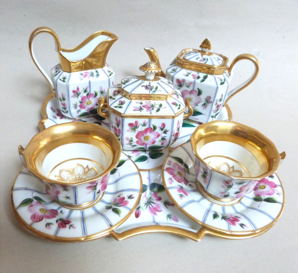 Service à Thé en porcelaine de Paris Napoléon III