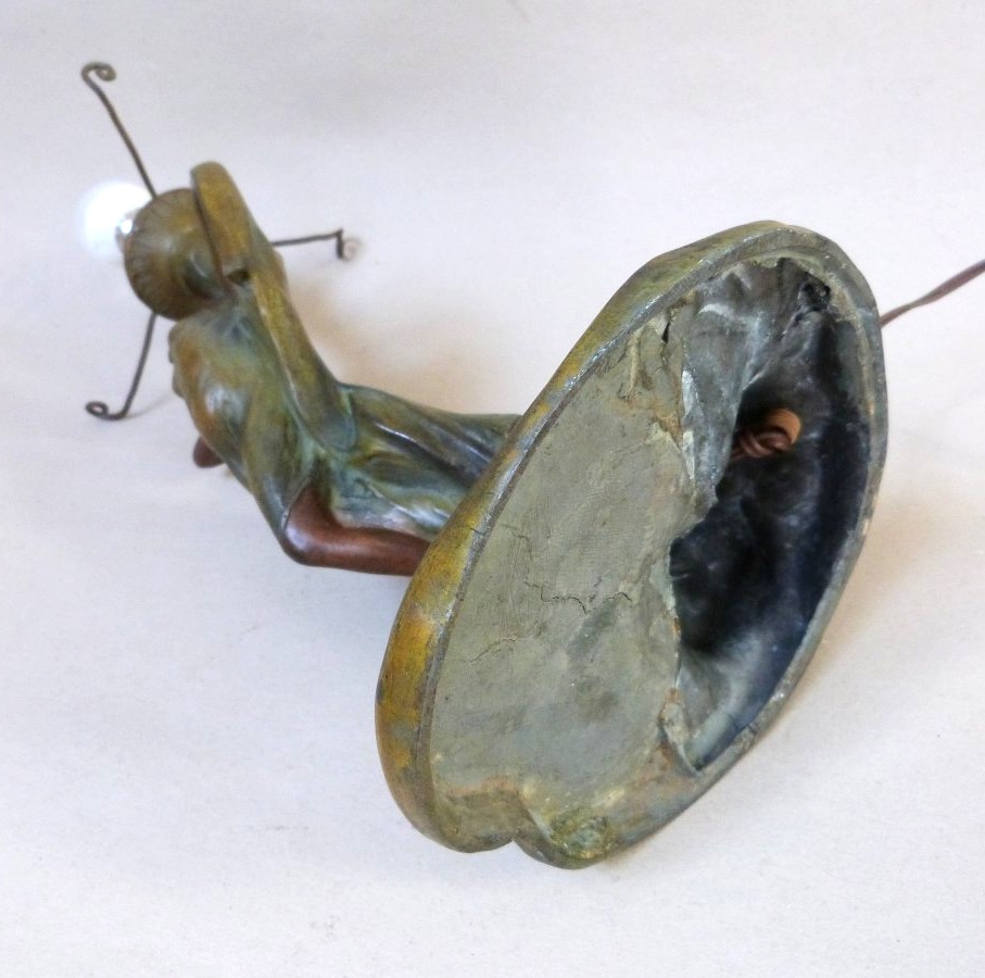Lampe art nouveau à décor de femme vers 1900-photo-6