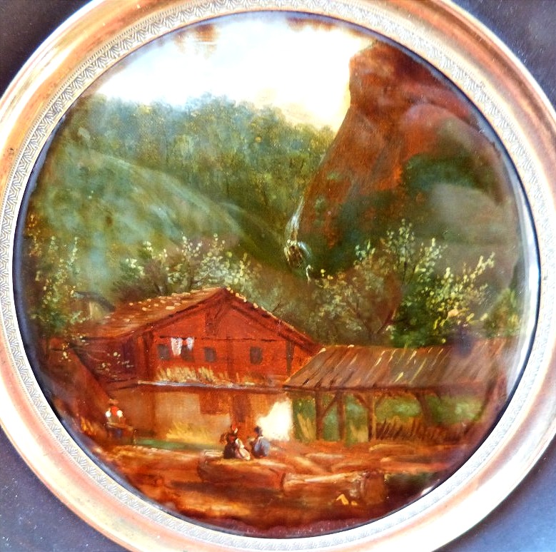 Miniature paysage de montagne joli cadre XIXeme 