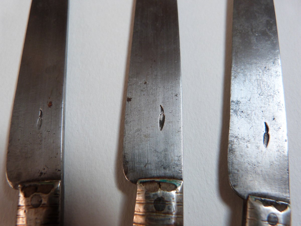 5 Mother-of-pearl, Silver, And Steel Knives From The 18th Century, Louis XVI Period-photo-1