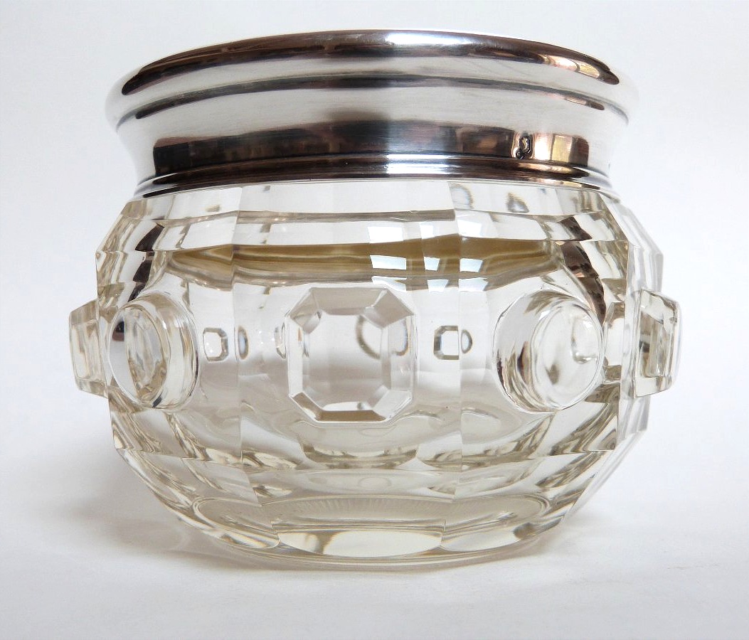 Solid Silver And Cut Crystal Lidded Pot, Early 20th Century -photo-2